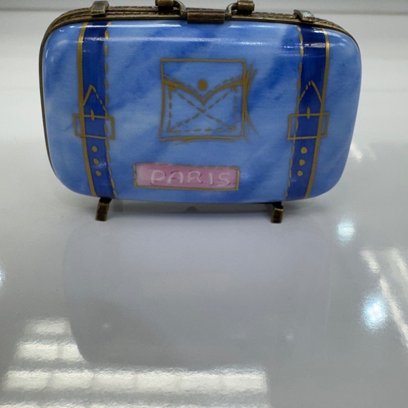 Vintage Limoges France Suitcase Trinket Box Peint Main